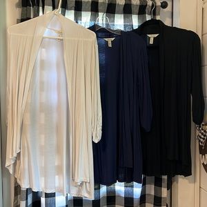 Set of 3 Soma Open Cardigan Lightweight Size Medium Black, Navy, White